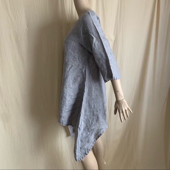 Chalet gray and white striped Linen loganlook top - Picture 5 of 13